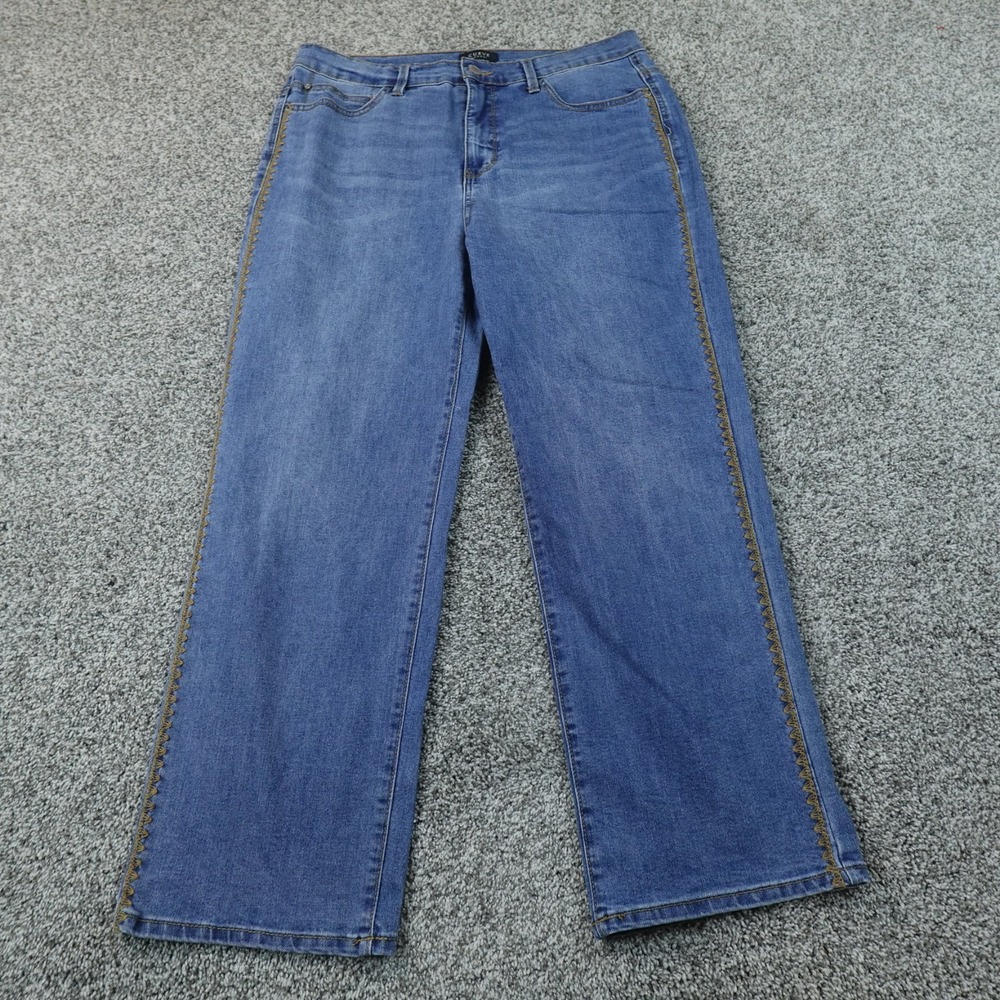 Curve Appeal Jeans Womens 14 Dark Blue Denim Pants Straight High Rise Stretch